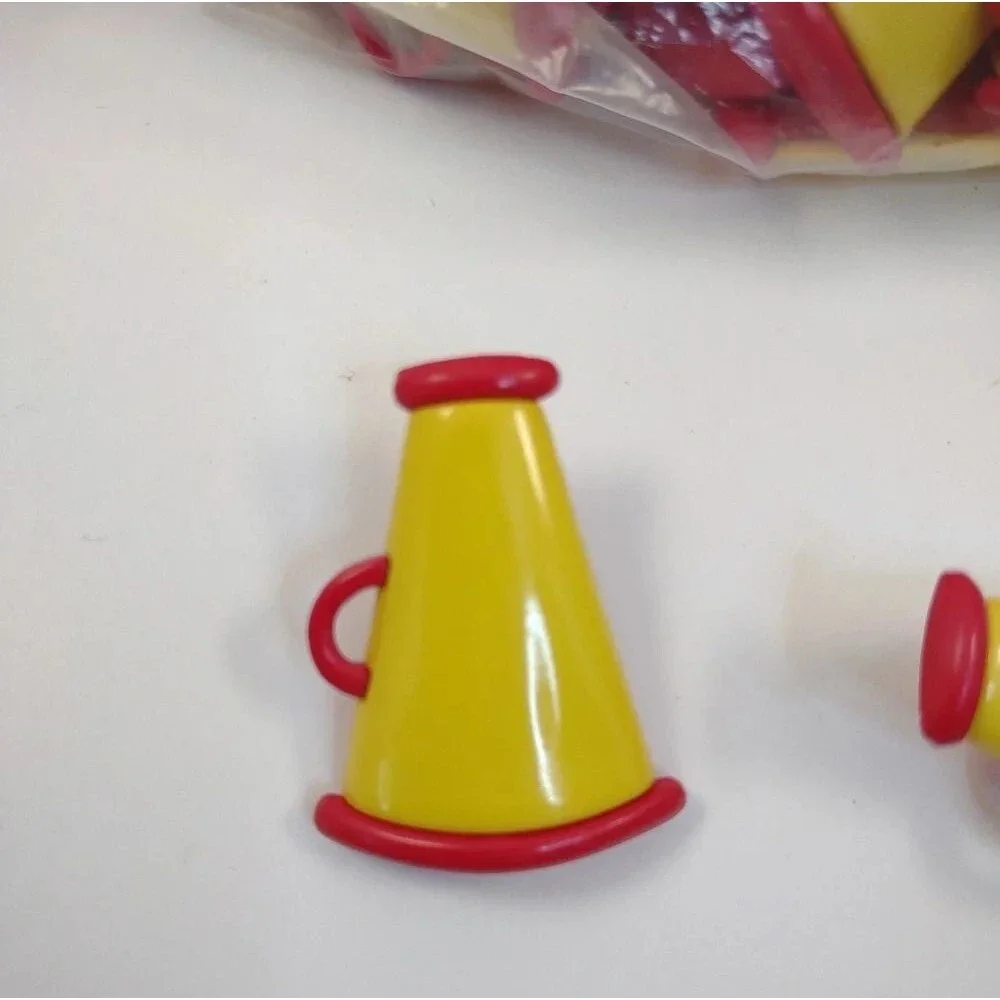Megaphone Buttons lot of 104 Cupcake Decoration Crafts Yellow and Red